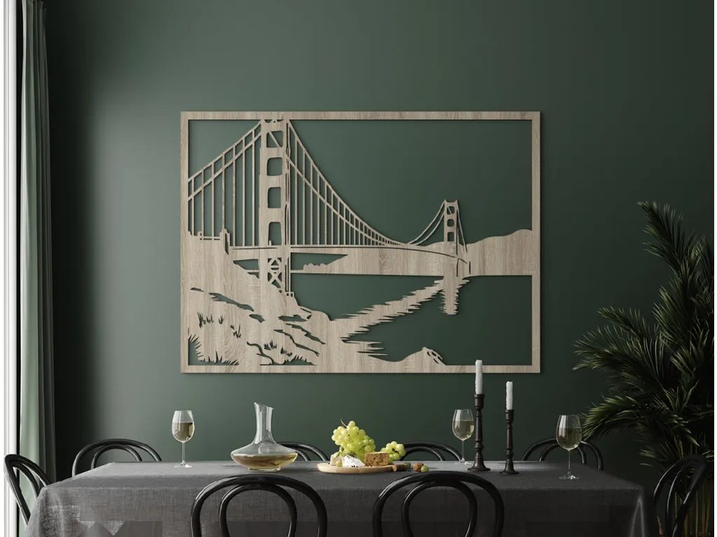 drevko Obraz Most Golden Gate, San Francisco Rozmer obrazu: 47,5 x 65 cm, Farba dekorácie: Čierna
