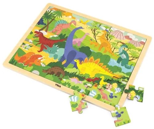 Viga Drevené puzzle 48 dielikov Viga Dinosauri