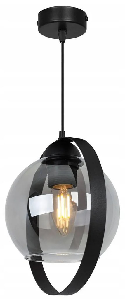 Závesné svietidlo Haga Ring, 1x grafitové sklenené tienidlo (výber z 3 farieb uchytenia)