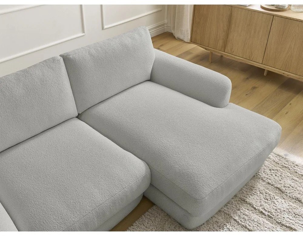 Svetlosivá rohová pohovka z textílie buklé (pravý roh/s leňoškou) Leonore – Bobochic Paris