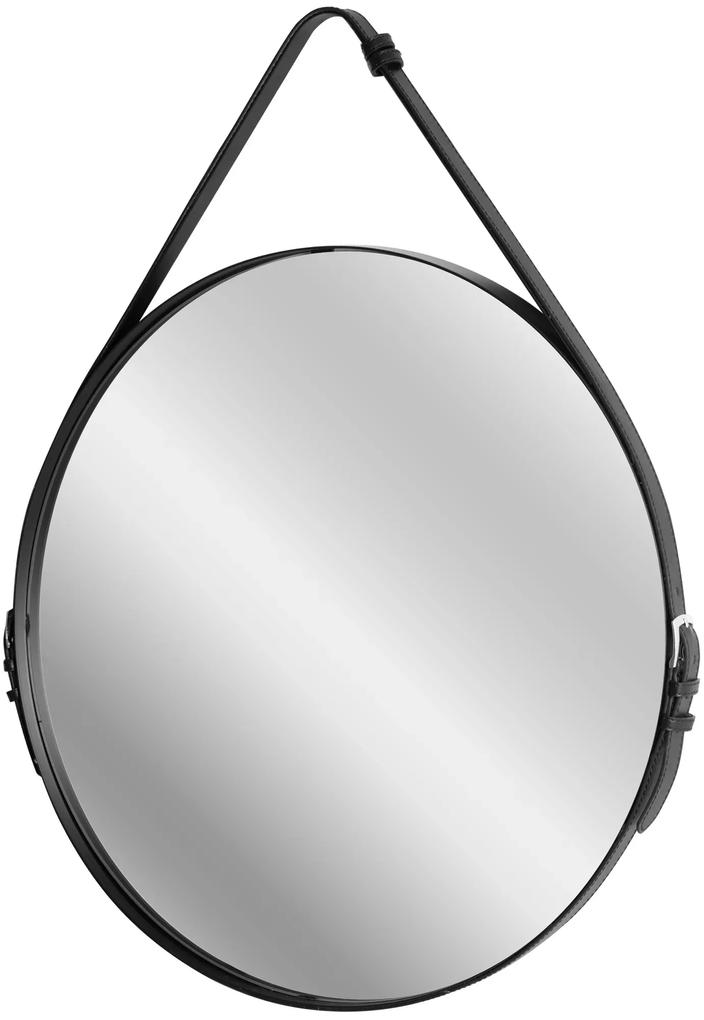 Dekorstudio Okrúhle Retro zrkadlo na pevnom koženom páse