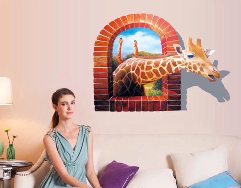 Veselá Stena Samolepka na stenu na stenu Safari žirafa