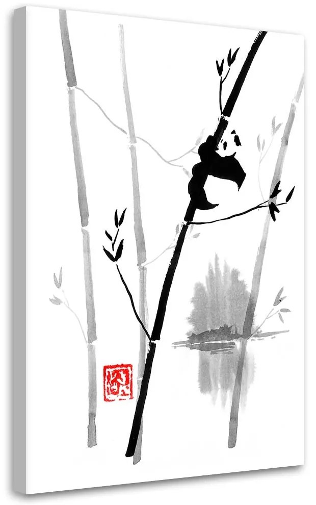 Gario Obraz na plátne Panda na bambuse - Péchane Rozmery: 80 x 120 cm