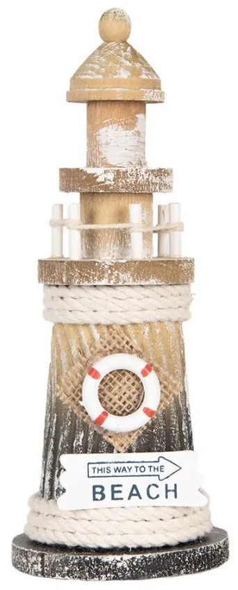 Drevená dekorácia maják Lighthouse Nautic - Ø 8*19 cm