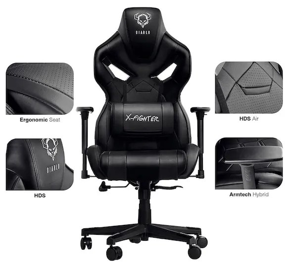 Herné kreslo Diablo X-Fighter Normal Size: čierne Diablochairs