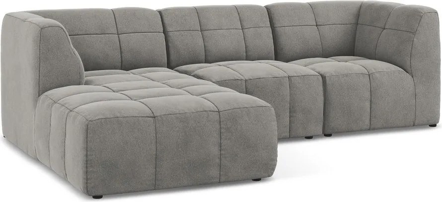 Sivá zamatová rohová pohovka (ľavý roh/s leňoškou) Aloha – Makamii