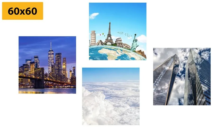 Set obrazov výhľad na mrakodrapy v  meste New York