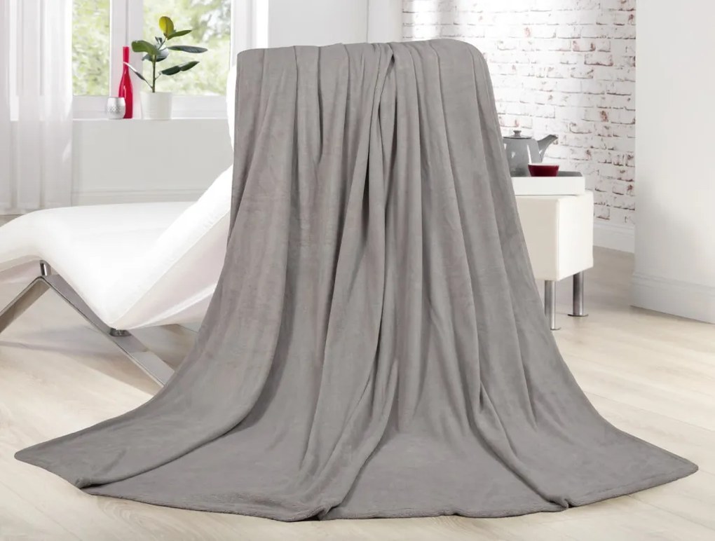 Fleecová deka Lara 220x240 cm, šedo-strieborná