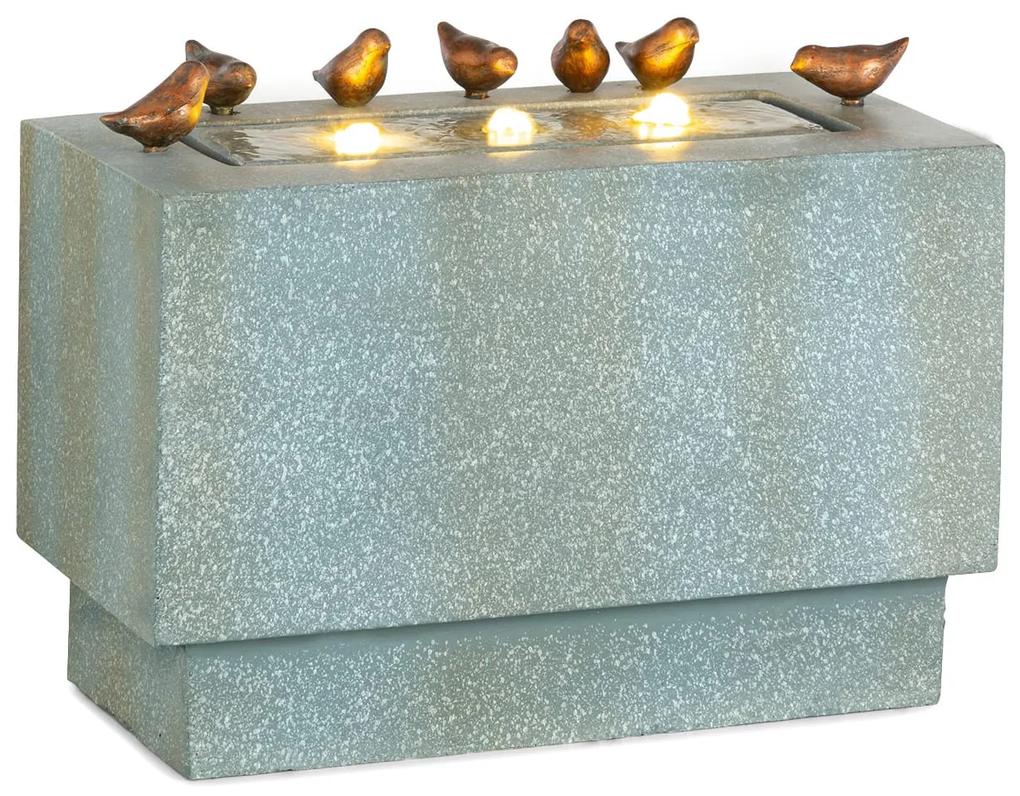 Waterbirds, záhradná fontána, LED, 60 x 47 x 30 cm, cement, hliník, sivá