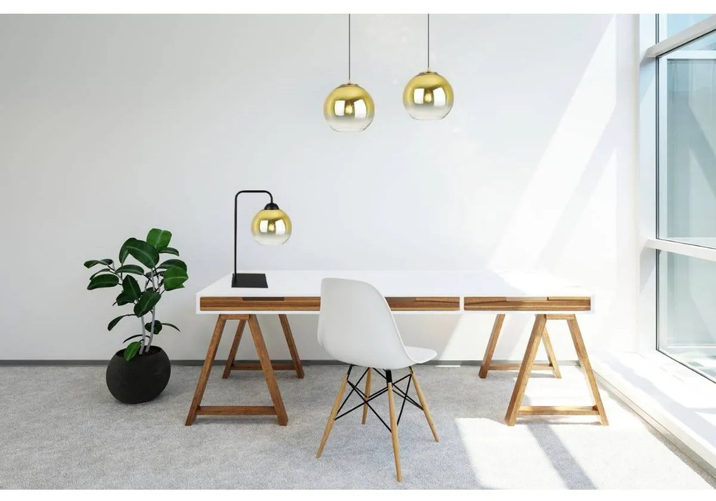 Stolná lampa Bergen Gold, 1x zlaté/transaprentné sklenené tienidlo (fi 15cm)