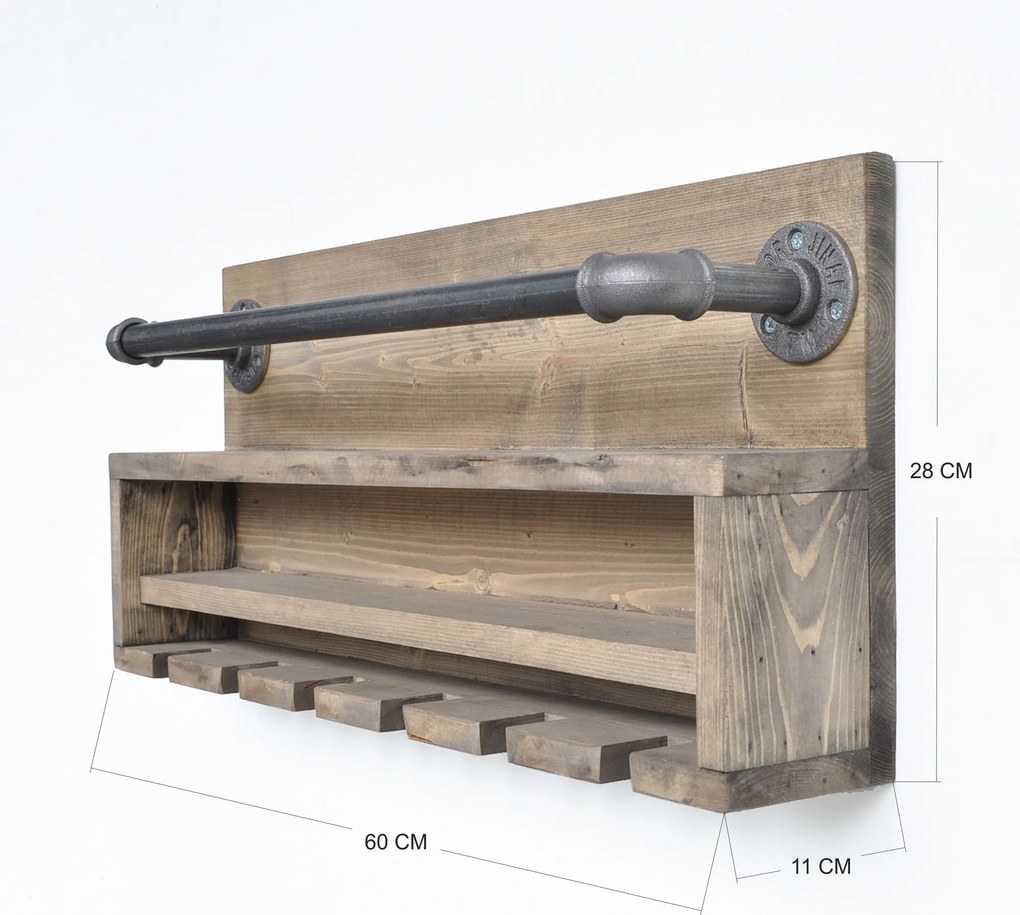 Kuchyňská police BORURAF černá/ořech