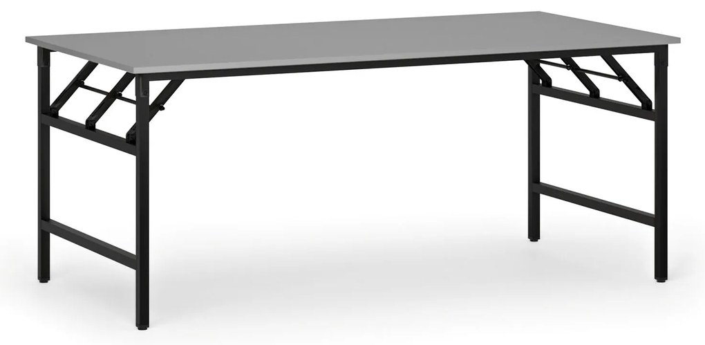 Konferenčný stôl FAST READY, 180x90 cm, čierna podnož, sivá