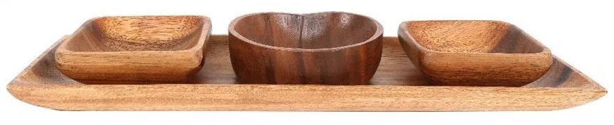 Hnedé drevené servírovacie misky v súprave 4 ks Kora – Premier Housewares