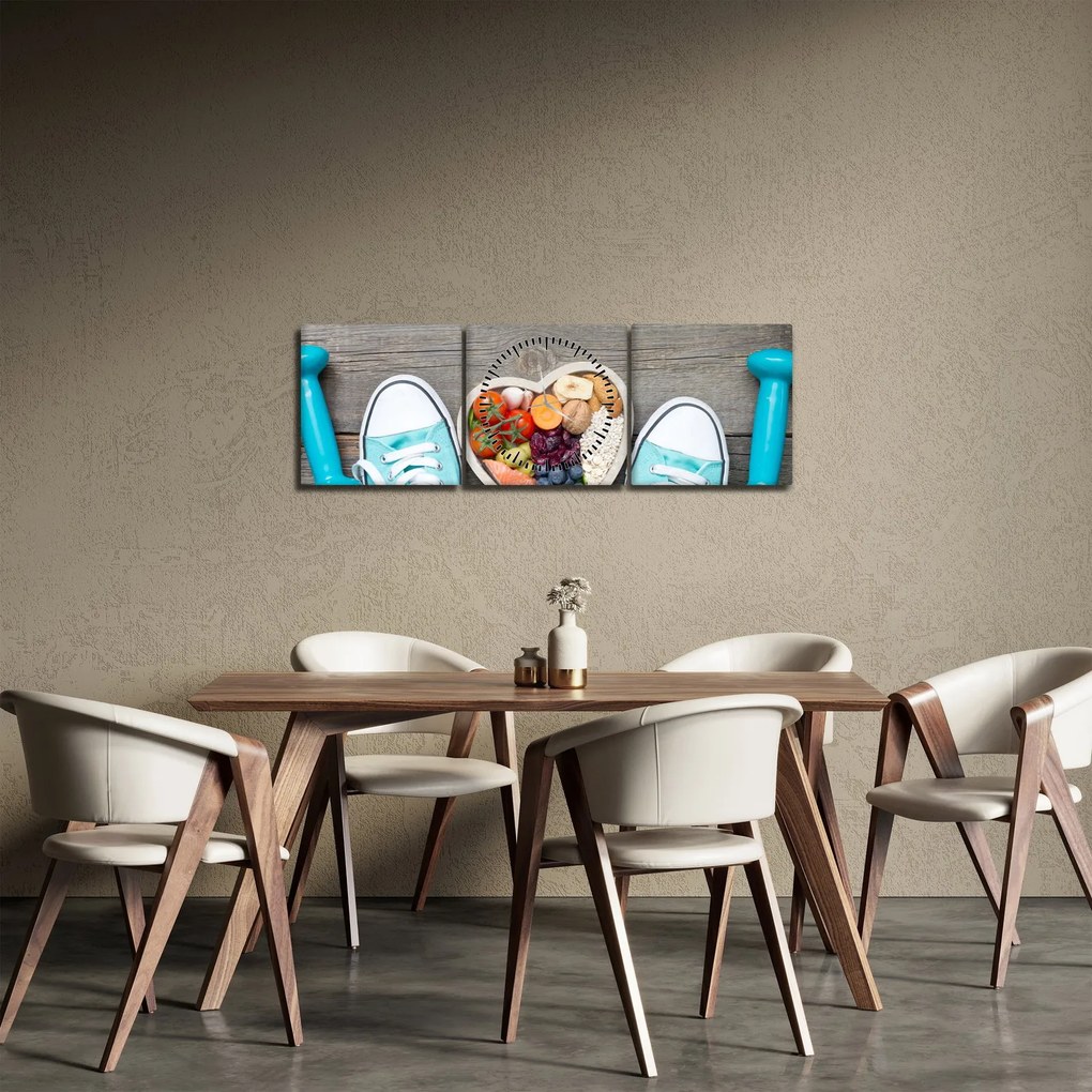 Obraz - Zdravá kondícia (s hodinami) (90x30 cm)