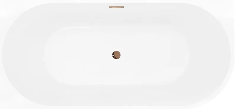 Mexen Silo, rohová voľne stojaca ryhovaná vaňa, ľavá, 170 x 80 cm, biela lesklá, ružové zlato prepad, 52891708000L-60