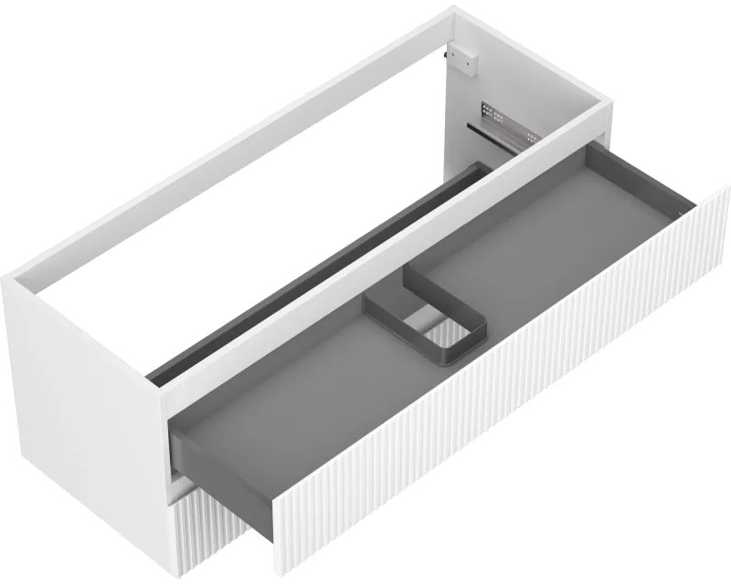 Mexen Rivel, kúpeľňová skrinka pod umývadlo 120 cm, 2 zásuvky, drážkovaná, biela matná, 91A20-12047-2-BFF01