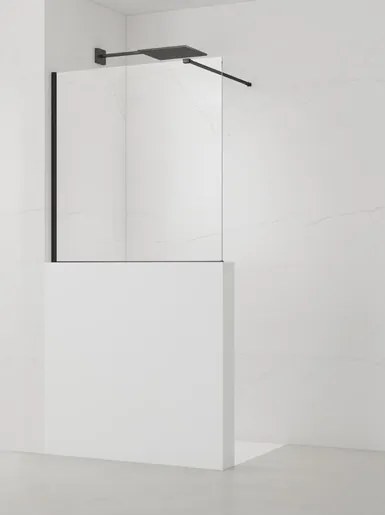 Sprchová zástěna SAT Walk-in 100x100 cm na nižšiu priečku čierna SATBWIS100PRC