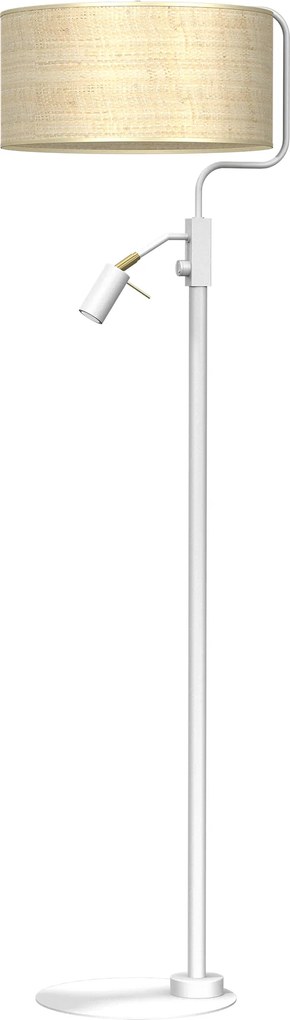 Stojacia lampa Marshall, 1x ratanové tienidlo + 1x biele kovové tienidlo, w/g