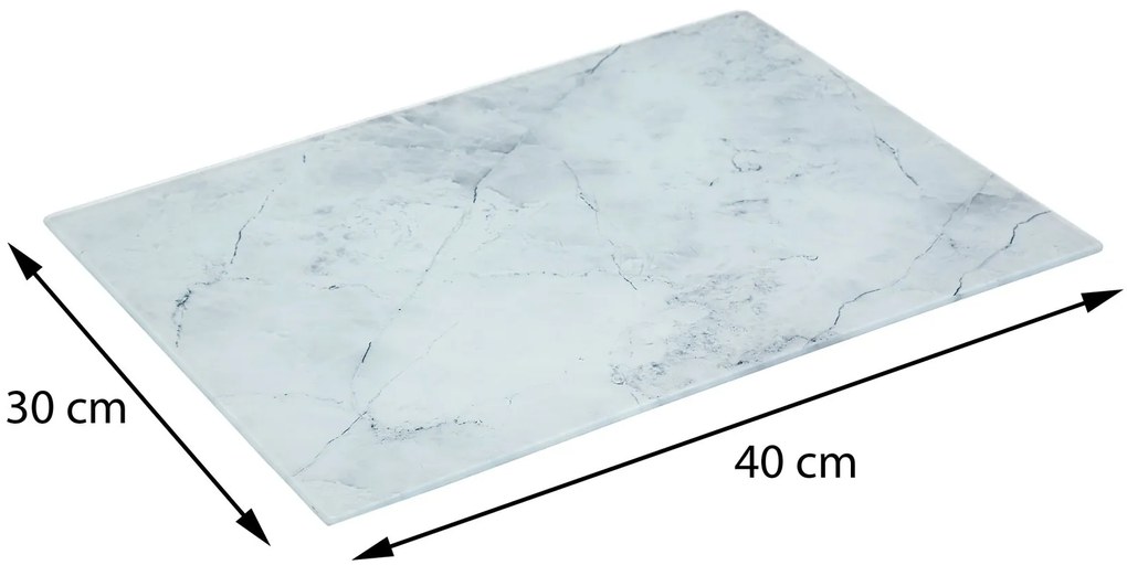 Doska na krájanie Glass Marble, biela, 40x30 cm