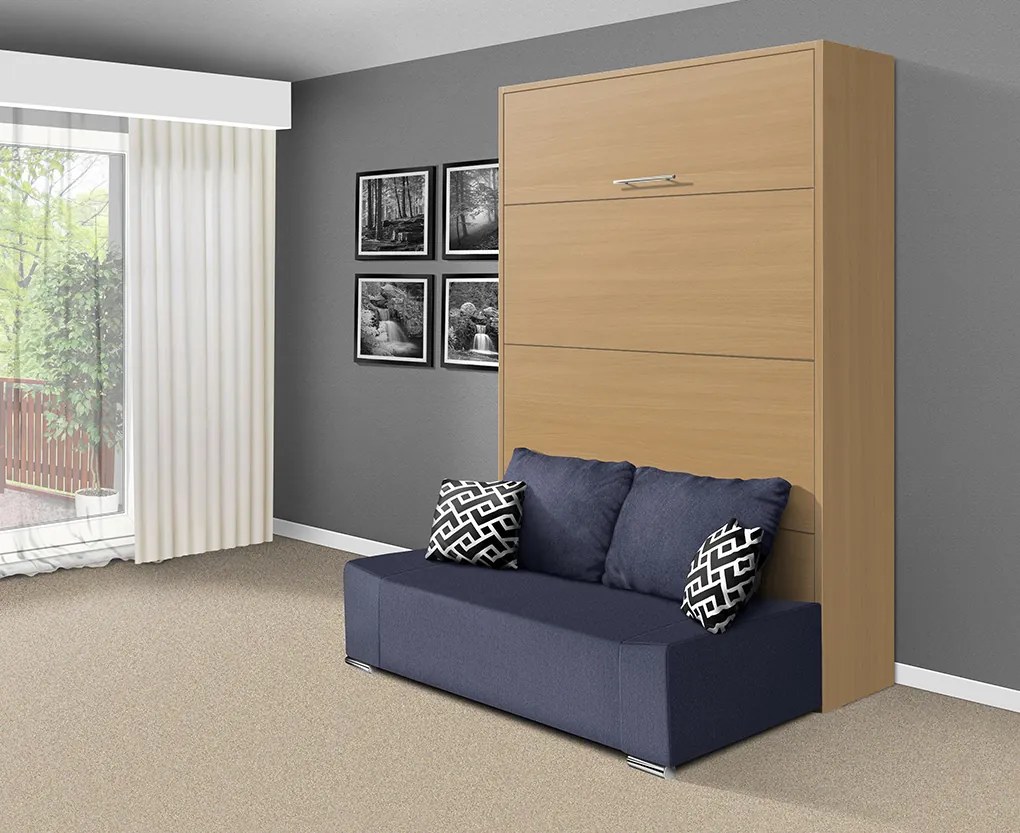 Nabytekmorava Sklápacia posteľ s pohovkou VS 21058P 200x120 farba pohovky: Hnedá, Typ farebného prevedenia: Orech / dvere orech