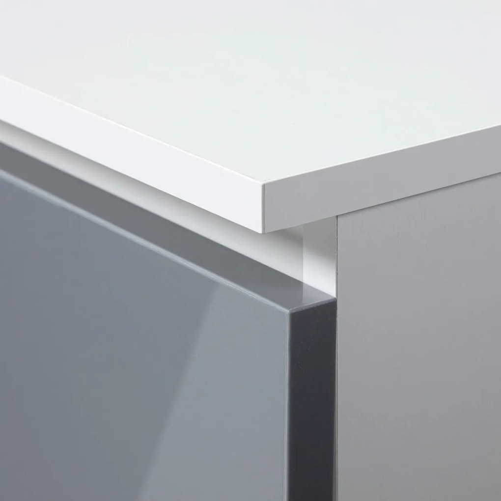 Rohový písací stôl B16 124 cm biely/sivý pravý