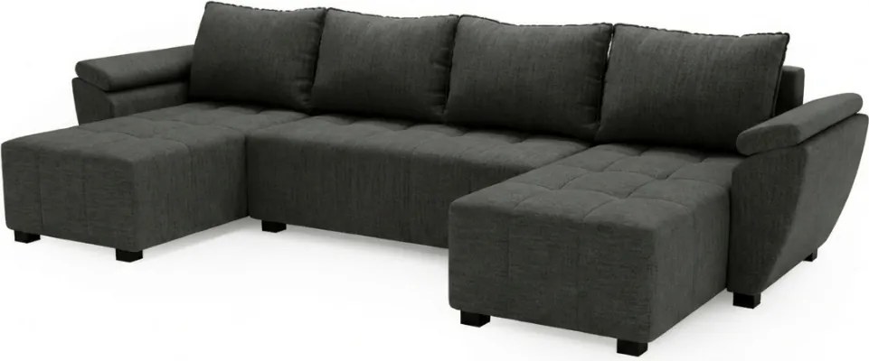 Rozkladacia sedacia súprava do U LIVARO 305x140 cm, tmavo sivá