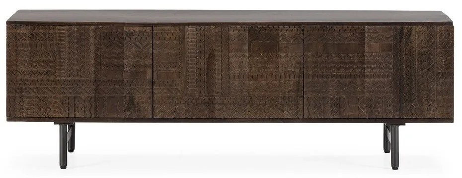 Tmavohnedý TV stolík z mangového dreva 145x48x40 cm Kalai – MOME