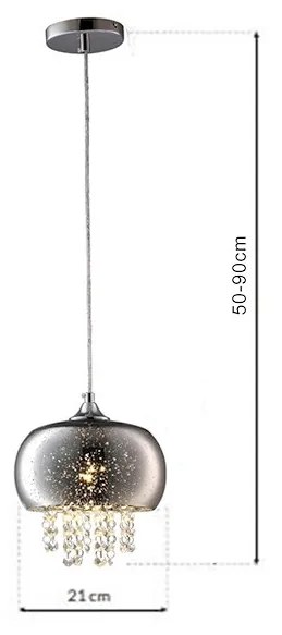 EUlight Závesné svietidlo Starlight, 1x kryštáliky/chrómové sklenené tienidlo, ch