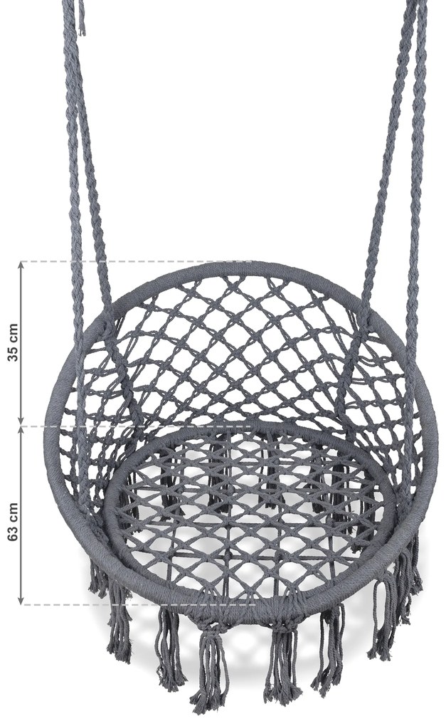ModernHome Závesné hojdacie kreslo s vankúšom - šedé