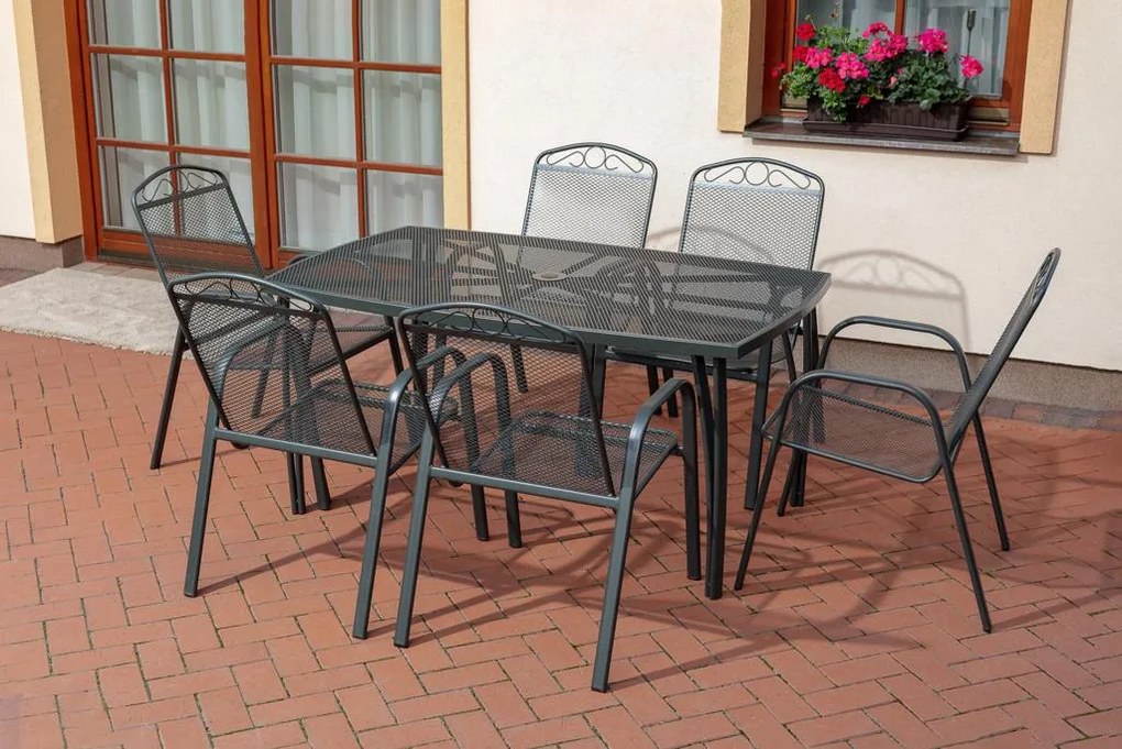 Záhradná kovová zostava Lana + 6x kovová stolička Lana steel
