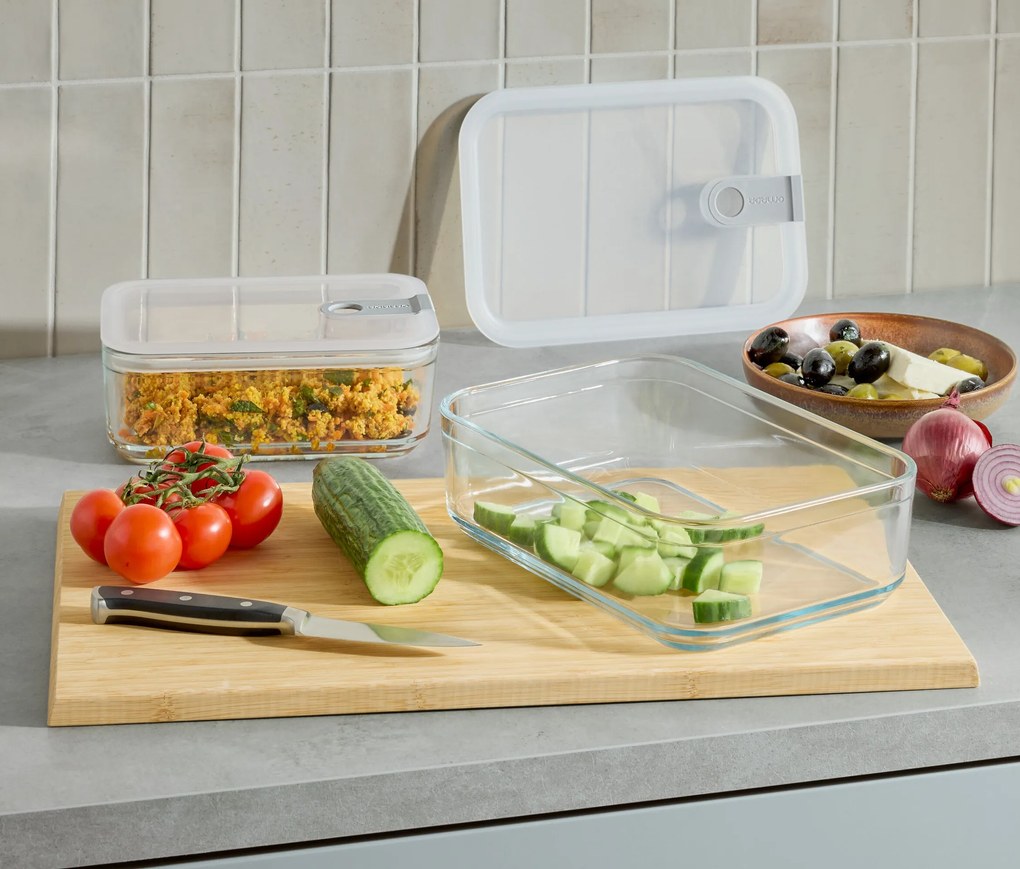 Multifunkčné sklené dózy s vekom, 2 ks