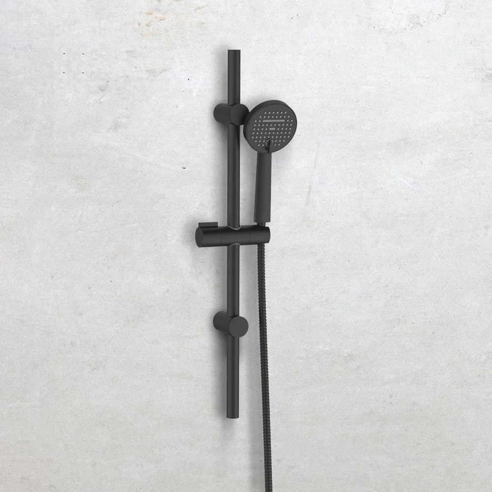 Invena Kalitea, sprchový stĺp 70cm s ručnou sprchovou hlavicou, ručná hlavica 2-funkcie, čierna matná, INV-AU-72-Z04-V