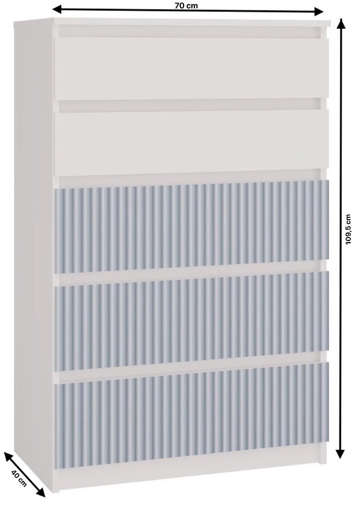 Detská komoda MALWA M5 ARTESO bielo-modrá