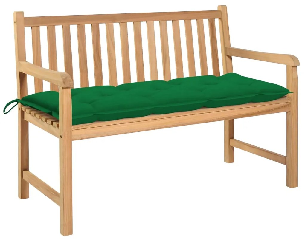 vidaXL Záhradná lavička, zelená podložka 120 cm, tíkový masív