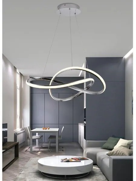 LED Stmievateľný luster na lanku LED/70W/230V 3000-6500K chróm + diaľkové ovládanie