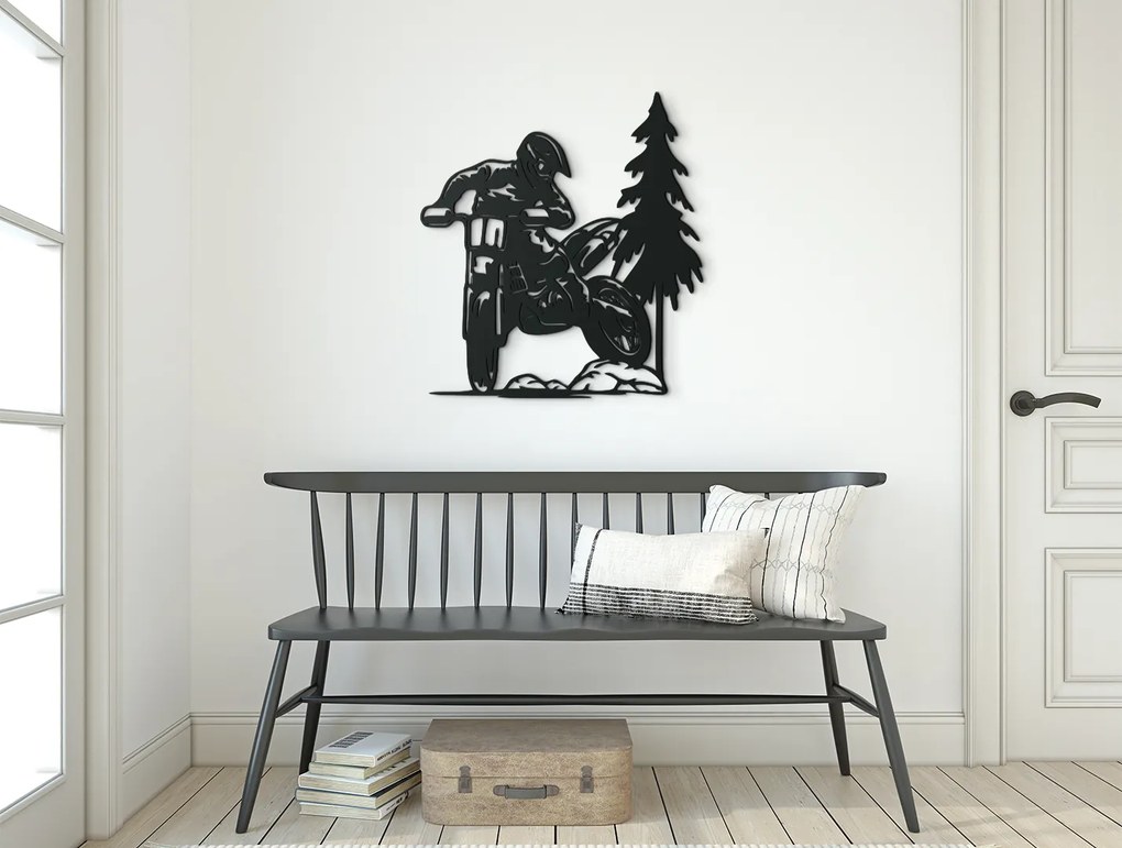 drevko Drevená nálepka Motorka cross Rozmer obrazu: 35,5 x 32,5 cm, Farba dekorácie: Čierna