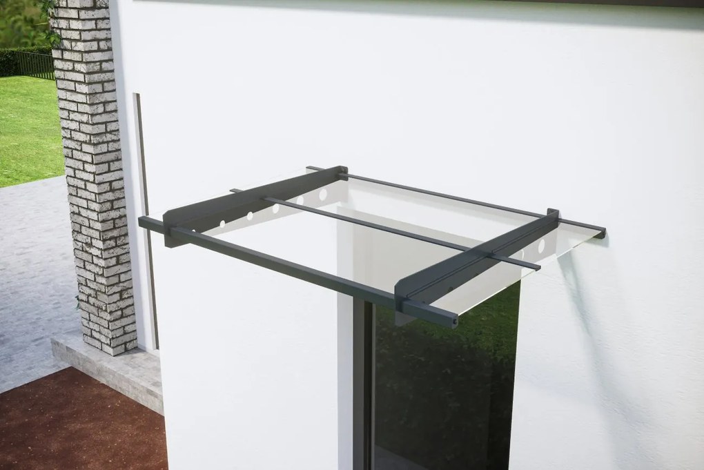 Hliníkový vchodový prístrešok BestBerg BBDA-B12 / 120 x 80 cm / sivý