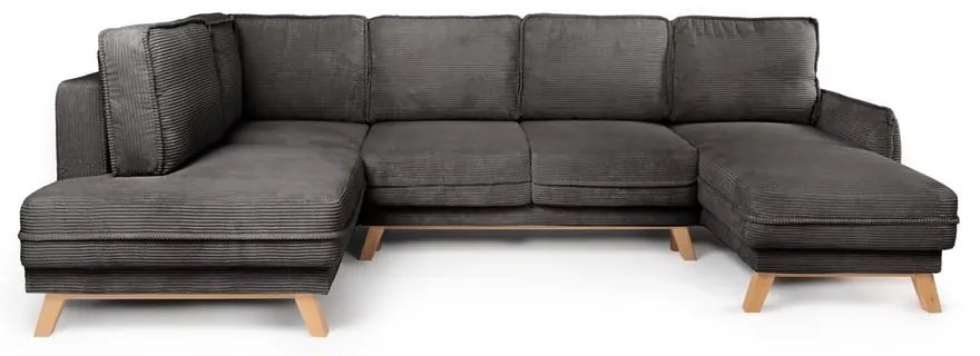 Sivá menčestrová rozkladacia rohová pohovka (ľavý roh/do tvaru "U") Tori – Bonami Selection