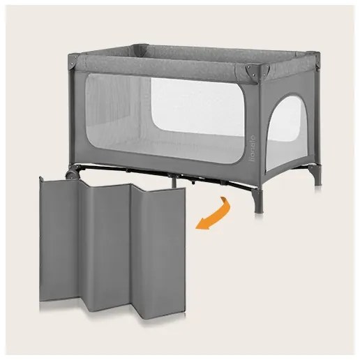 Lionelo - cestovná postieľka JASMIN EASY FOLD sivý kameň