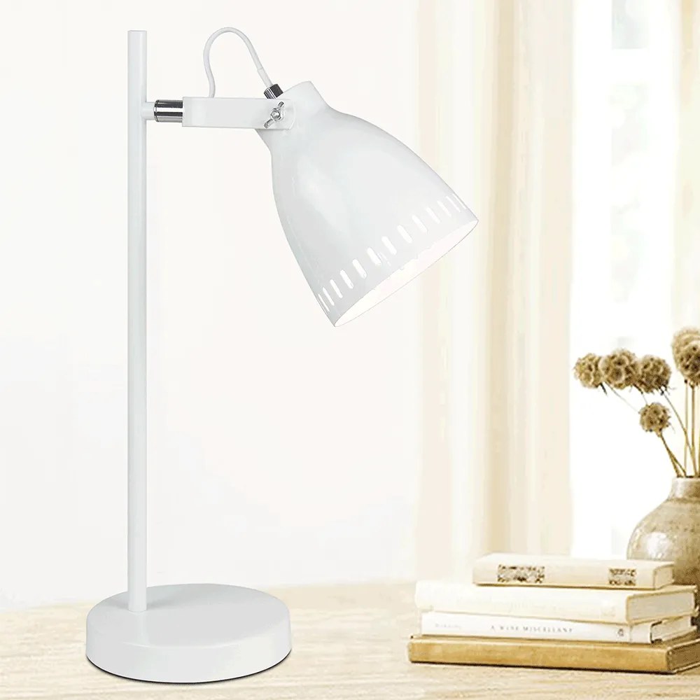 Kondela Stolná lampa, biela/kov, AIDEN TYP 1