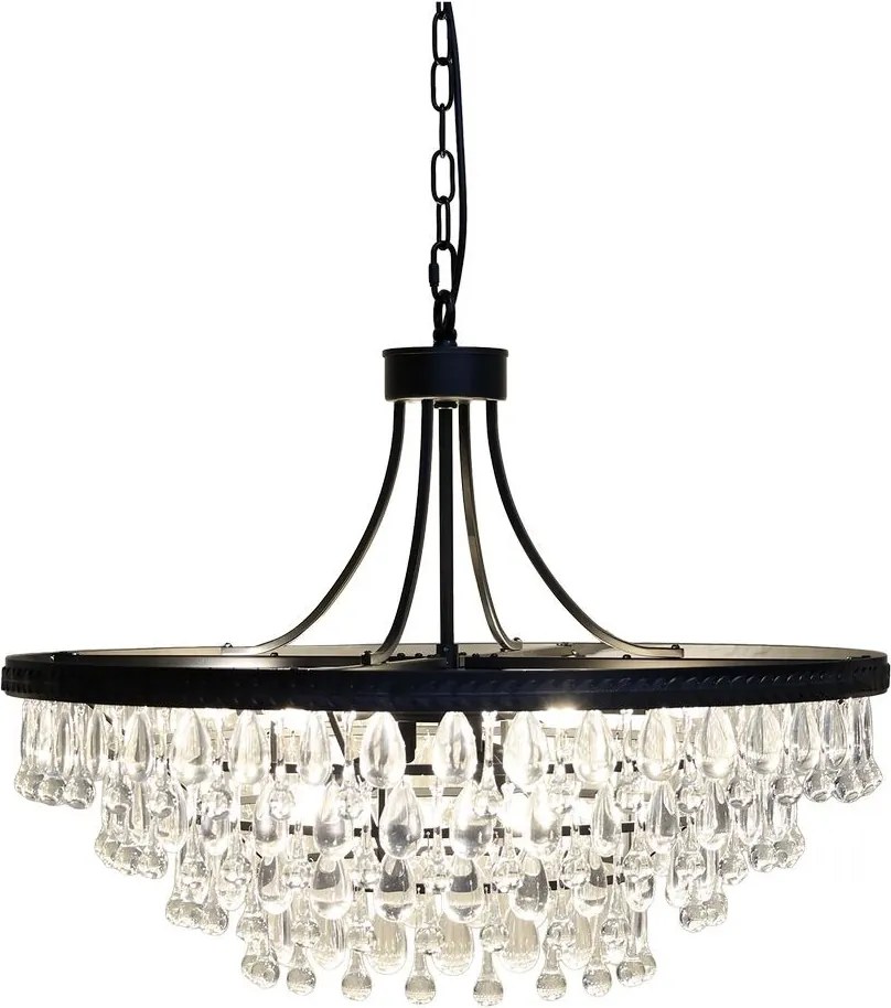 Čierny antik luster s kvapkovitými kryštálmi Versailles - 50*49cm/ E14/ 40W
