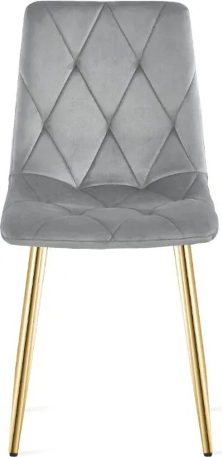 Jedálenská stolička LIBRA zamatová, svetlosivá / zlaté nohy