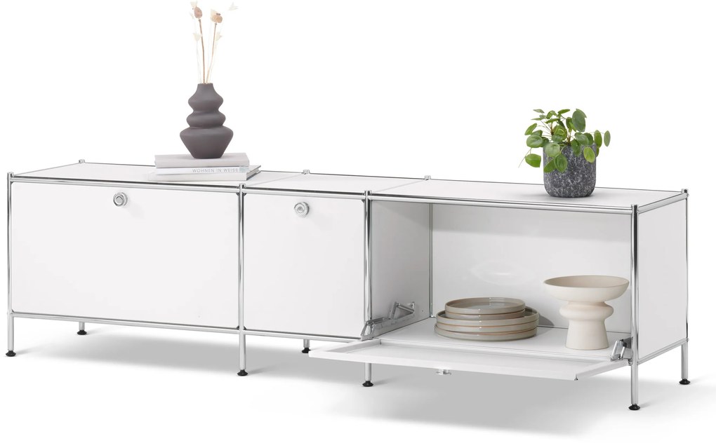 Nízka skrinka »CN3« s 3 výklopnými dvierkami, biela