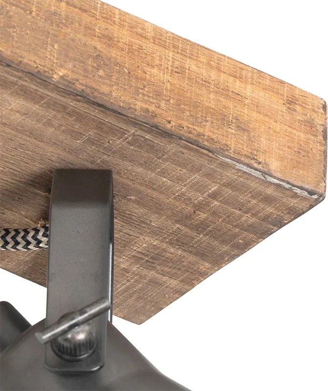 Vidiecky reflektor čierny s drevom 2-svetelný nastaviteľný - Jelle