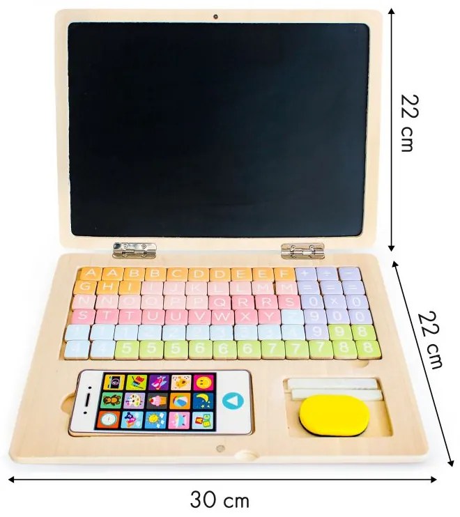 EcoToys Drevená magnetická tabuľa Notebook - biela