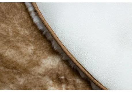Okrúhly prateľný koberec LAPIN shaggy protišmykový , slonová kosť / hnedá Veľkosť: kruh 100 cm
