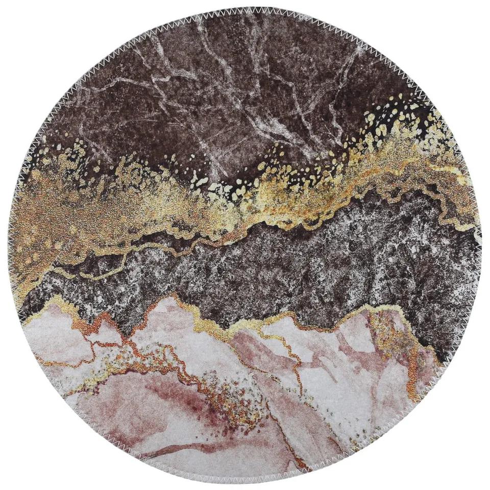 Umývateľný okrúhly koberec v hnedo-zlatej farbe ø 100 cm – Vitaus
