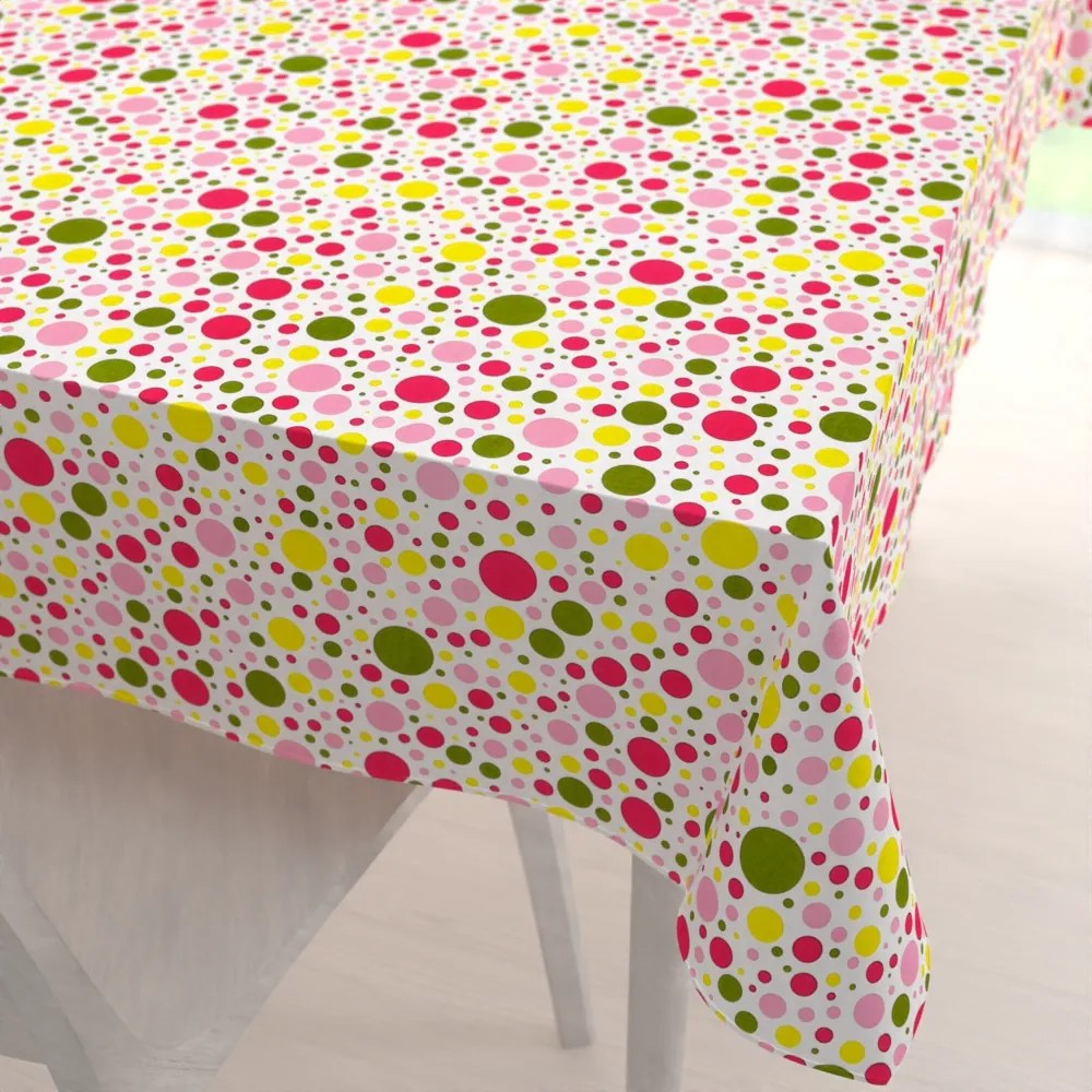 Biante Bavlnený obdĺžnikový obrus Sandra SA-209 Ružové a žlté bodky na bielom 60x100 cm