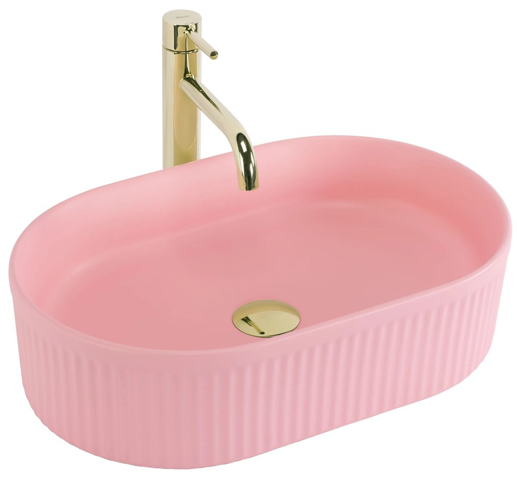 Rea Vanda, umývadlo na dosku 500x310x130 mm, ružová matná, REA-U6376