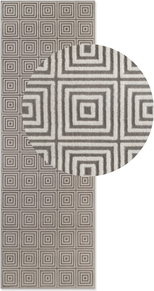 Behúň Perles 106185 White Grey z kolekcie Elle, 80x240, šedá, obývacia izba, ELLE Decoration